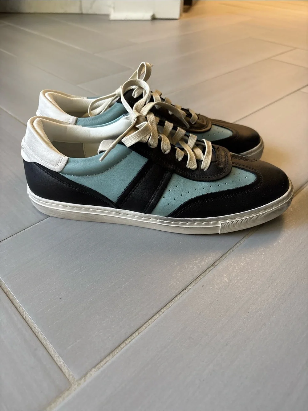 Greats Charlie Two-Tone Black and Light Blue Low-Top Sneakers